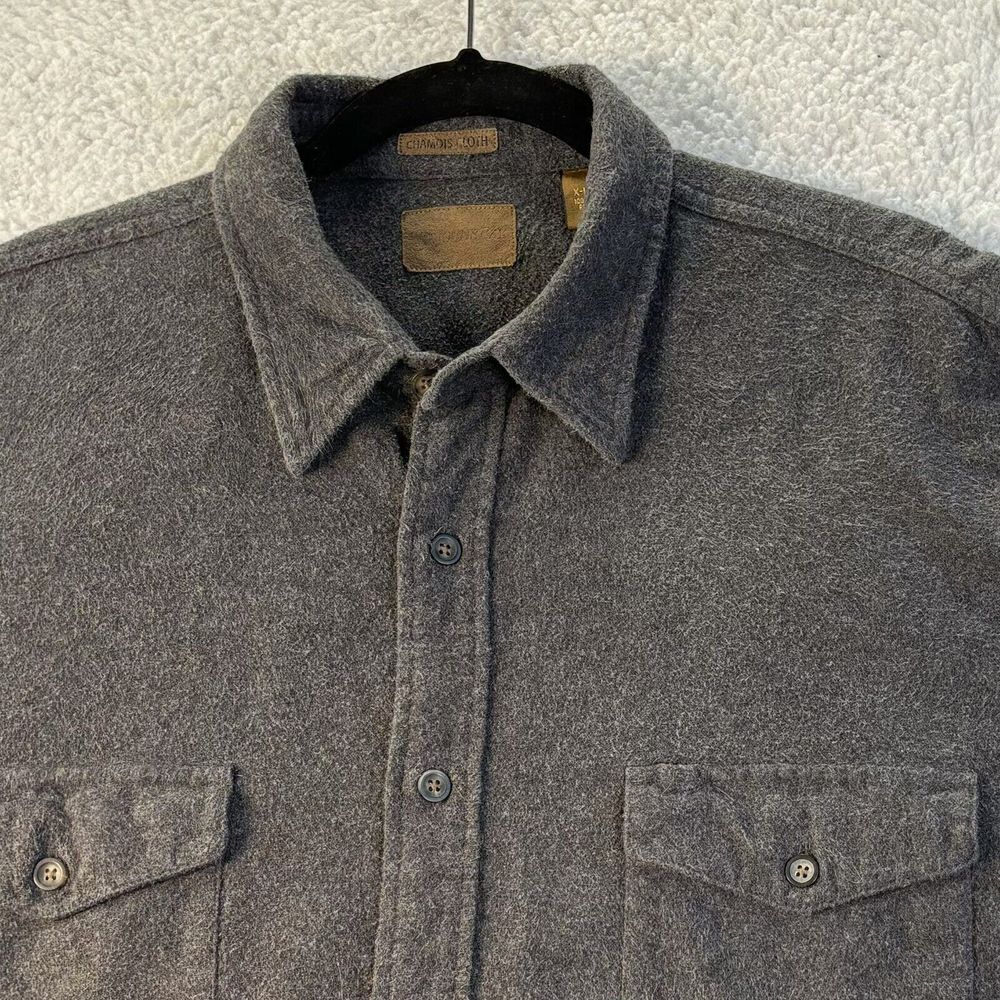 VTG St John's Bay Button Up Shirt Mens XLT Chamois Cloth Charcoal Flannel Shirt